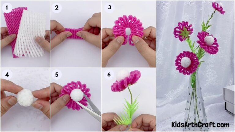 How to Make Flowers From Fruit Foam Covers Idea For Kids - Kids Art & Craft