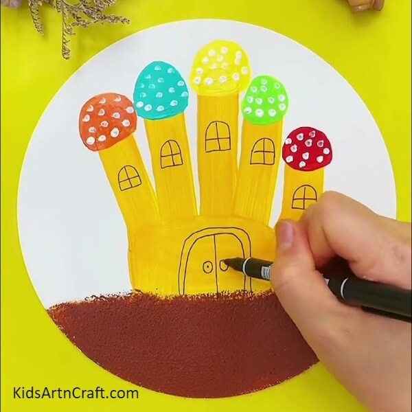 Drawing The House Door-Imagining a Mushroom House - A Great Painting Idea for Novices 