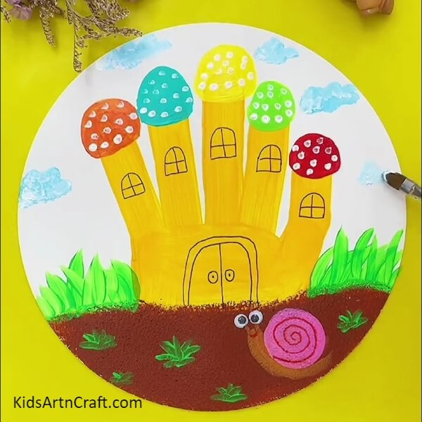 Making Clouds In The Sky-Picturing a Mushroom Home - A Fun Painting Idea for Inexperienced Artists 