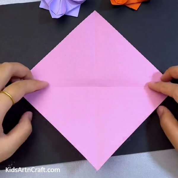 First Fold Towards Our Origami Lotus- How to make an Origami Lotus in a Square Shape