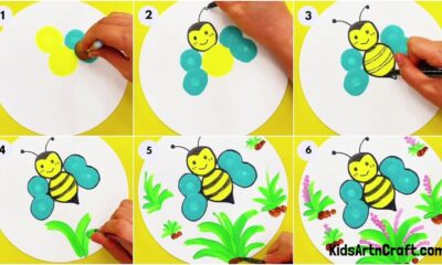 Paint Stamping Bee Art Step-by-step Tutorial