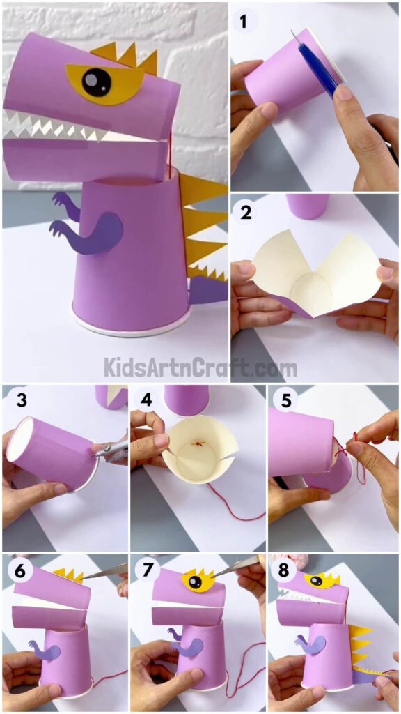 Paper Cup Dinosaur Craft Tutorial For Kids - Kids Art & Craft