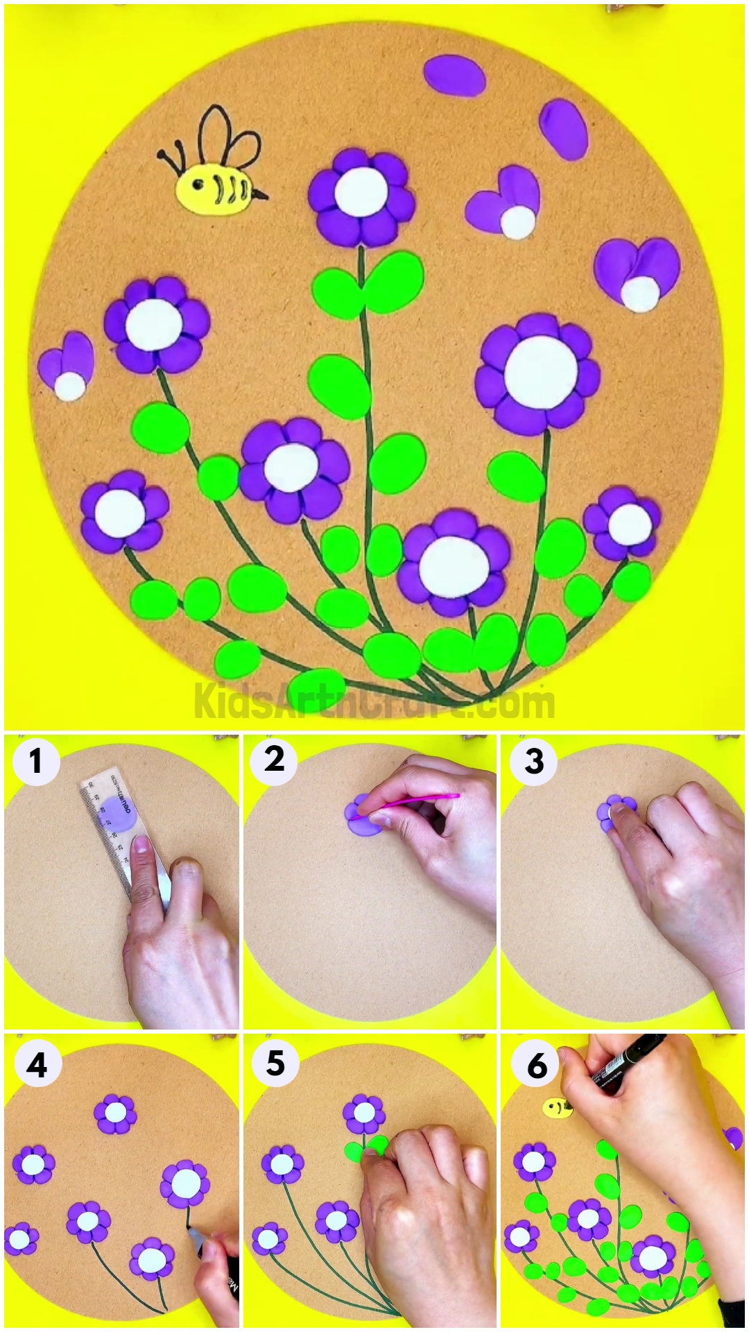 Pretty Clay Flowers And Bee Craft Idea For Beginners