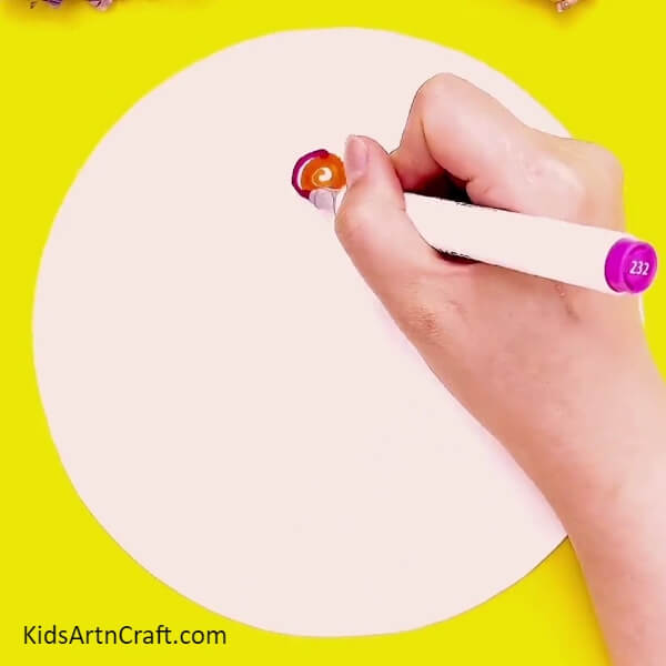 Drawing The Flower With Sketch Pen-Kids can create a pretty flower garden artwork using sketch pens