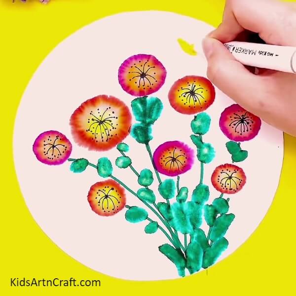 Drawing The Bees-Kids can make a gorgeous flower garden painting using sketch pens