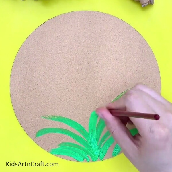 Making Green Bush-Flowers Artwork Step-by-step Tutorial For Kids