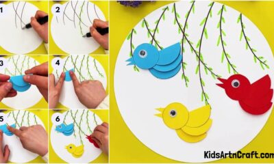 Pretty Paper Flying Birds Craft Step-by-step Tutorial For Kids