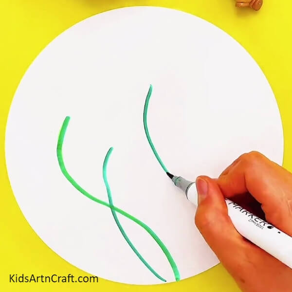 Making Wavy Stems Of Flowers-A Radiant Poppy Field Canvas for Children
