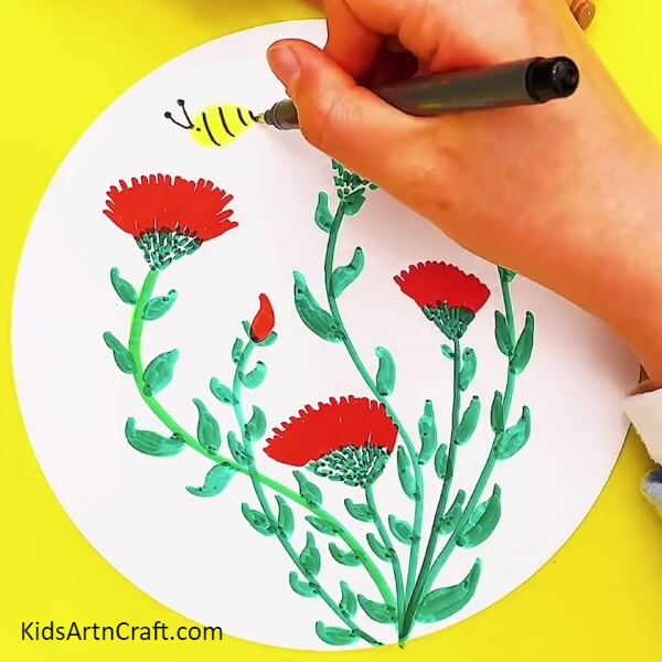 Making A Bee-A Lovely Poppy Garden Art Project for Kids