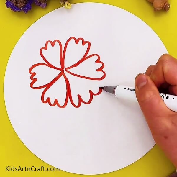 Drawing A Flower - Directions for creating a Pretty Red floral painting