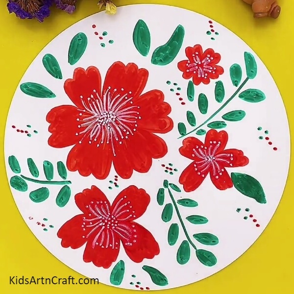 The Final Look Of Your Red Flower Drawing! - Instruction for crafting a Pretty Red floral project