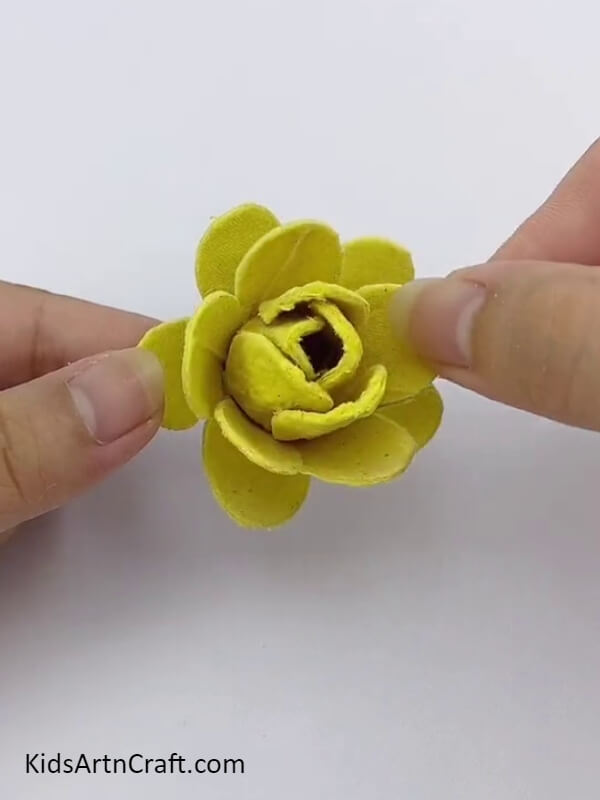 Pasting The Other Two Floral Shapes As Well- Tutorial For Kids To Construct Charming Roses From An Egg Carton
