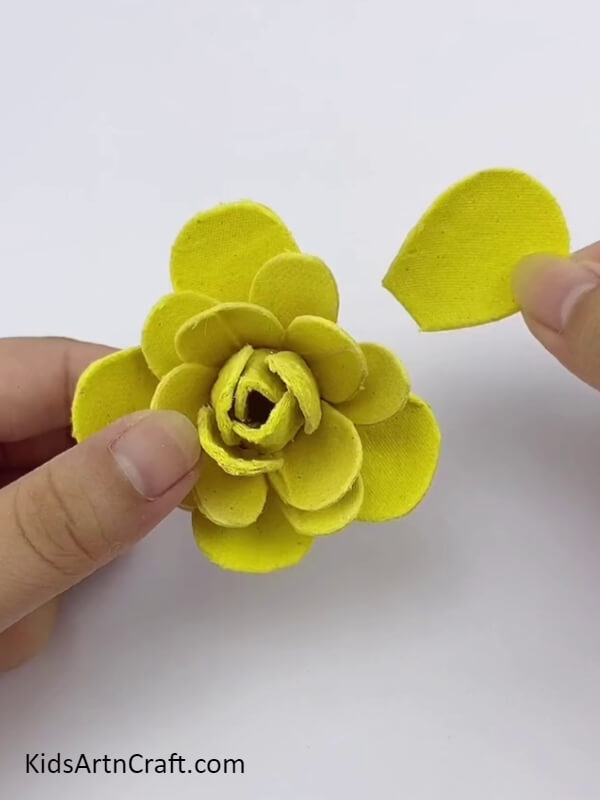 Pasting All The Other Big Petals-Guide Kids To Put Together Pretty Roses With An Egg Tray 