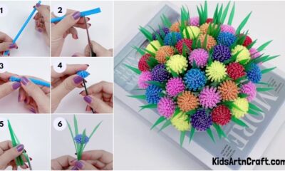 Pretty Straw Flower Bouquet Craft Tutorial For Kids