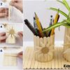 Pretty Sunflower Pattern Popsicle Stick Pencil Stand Craft Tutorial For Kids
