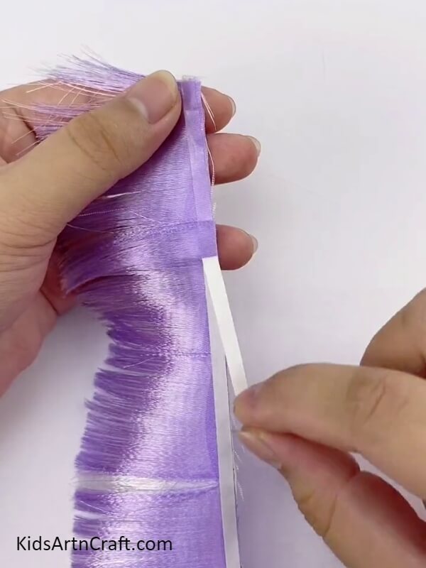 Peeling Double-Sided Tape- Tutorial On Crafting A 3D Purple Pampas Grass Structure By Employing Ribbon For Youngsters