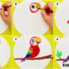 Rainbow Parrot Painting Step by Step Tutorial For Kids