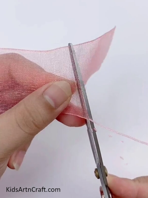 Cut The Ribbon In A Diagonal Way- Learn the Art of Making Realistic Ribbon Roses 