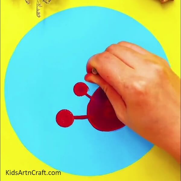 Stamping Hands And Eyes- A Guide for Kids to Create a Red Crab Picture Underwater