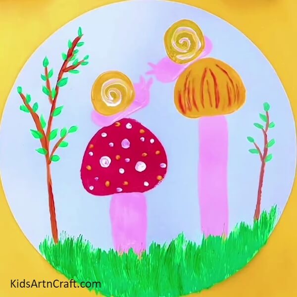 Fill The Space On The Other Side As well-How To Create Snails Over Mushrooms Artwork Step-by-Step