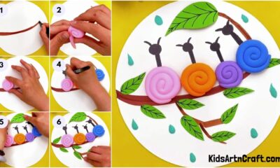 Snails Over Tree Branch Clay-Paper Craft For Kids
