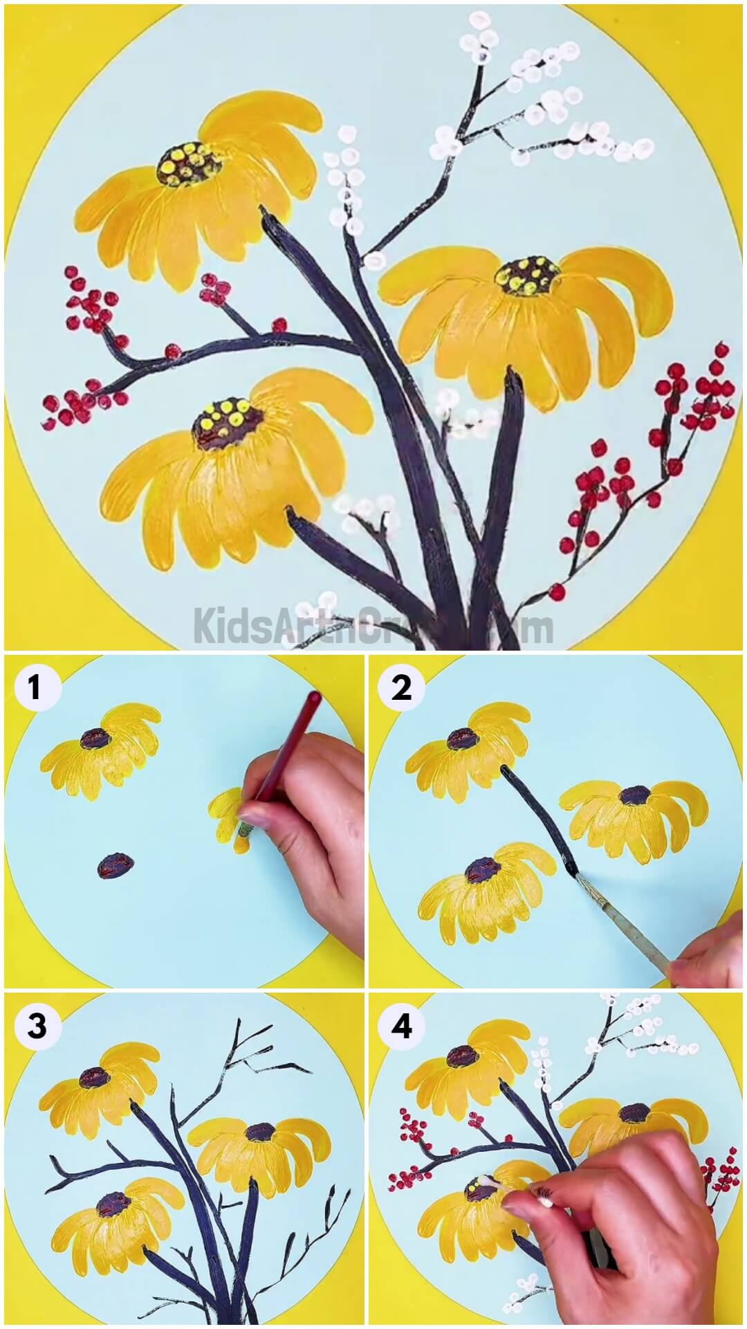  Sunflower Garden Painting Step by Step Tutorial