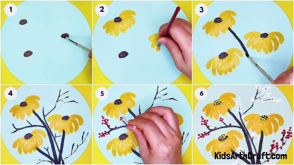 Sunflower Garden Painting Step by Step Tutorial