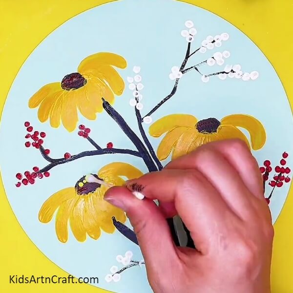 Detailing The Flower Centers-This tutorial will show you how to create a sunflower garden painting.