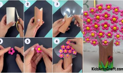 Super-clay Cheery Blossom Tree Craft From Toilet Paper Roll