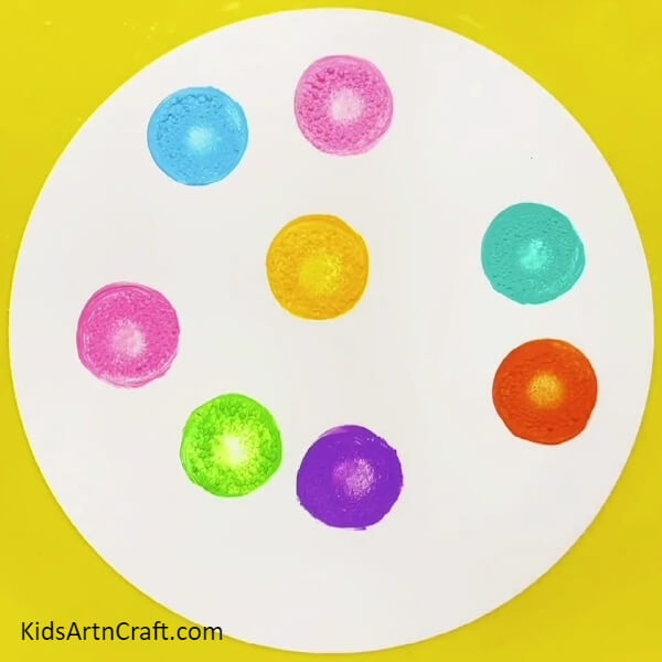 Completing Stamping The Circles-DIY Sweet Lollipop Artwork For Kids