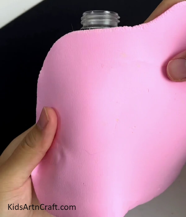 Covering The Bottle-part With Clay Sheet-