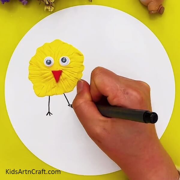 Making Legs Of The Chick-Follow this Step-by-Step Tutorial to Make a Clay Chick For Preschoolers