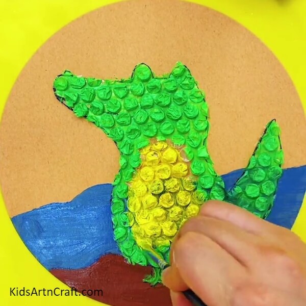 Adding More Colors-Making a Crocodile Artwork from Bubble Wrap 