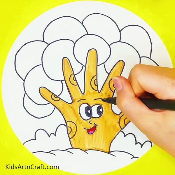 Make designs with black marker/sketchpen A step-by-step tutorial on constructing a tree with a hand outline