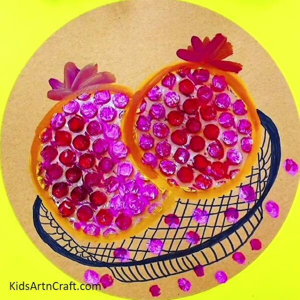Your Pomegranates In The Basket Are Ready!- A Fun and Creative Project Featuring Bubble Wrap and Pomegranates in a Basket