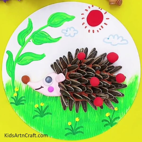 Unique Clay-Sunflower Seeds Hedgehog for Kids- A creative way to craft a hedgehog using clay and sunflower seeds for kids.