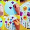 Unique Flower Garden Stamp And Cotton Bud Painting Art