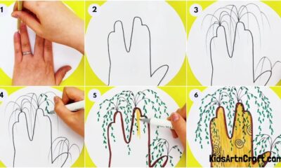 Unique Hand Outline Tree Drawing Step by Step Tutorial