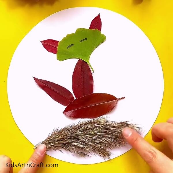 Pasting The Dried Nettles- A one-of-a-kind leaf fox craft project for those new to crafting