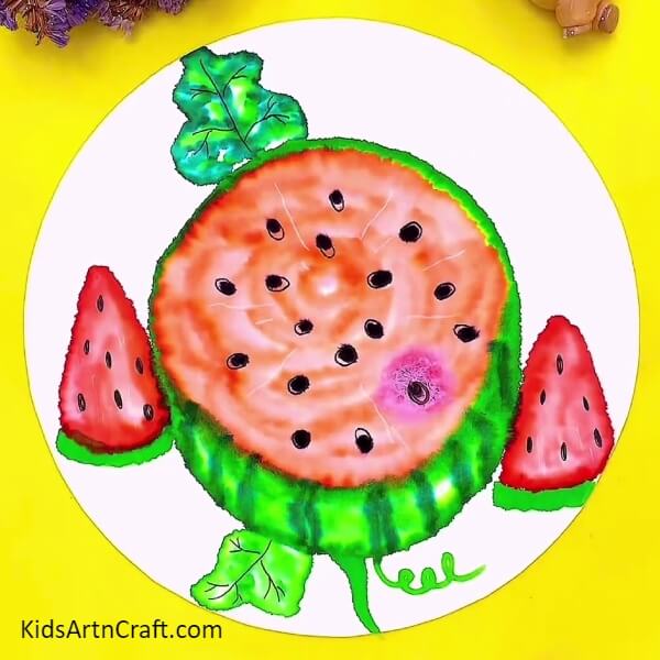 Finally, Your Juicy And Delicious Watermelon Is Ready-An Inventive Watermelon Pen Plan For Water Colour Painting By Youngsters 