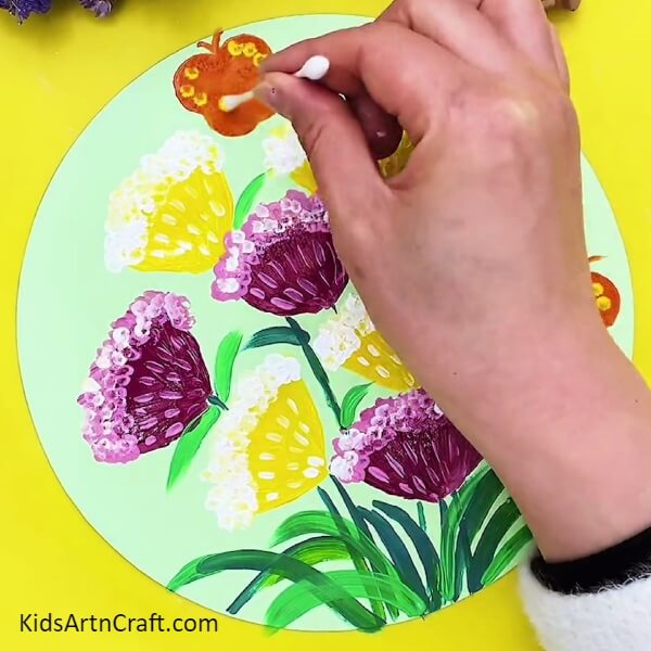 Detailing butterflies. Complete tutorial on Watercolor Drawing Of Flowers And A Butterfly For Kids