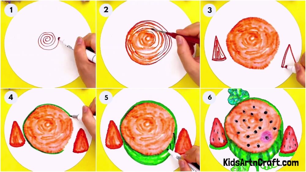 Unique Watermelon Sketch Pen Water Painting Idea For Kids