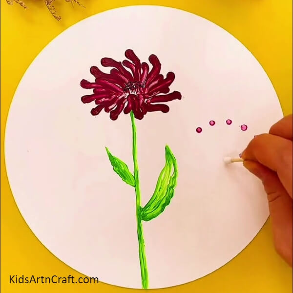 Tap The Earbud On A Plain Sheet Of Paper- An Artistic Painting Plan For Kids Featuring Wobbly Flowers 