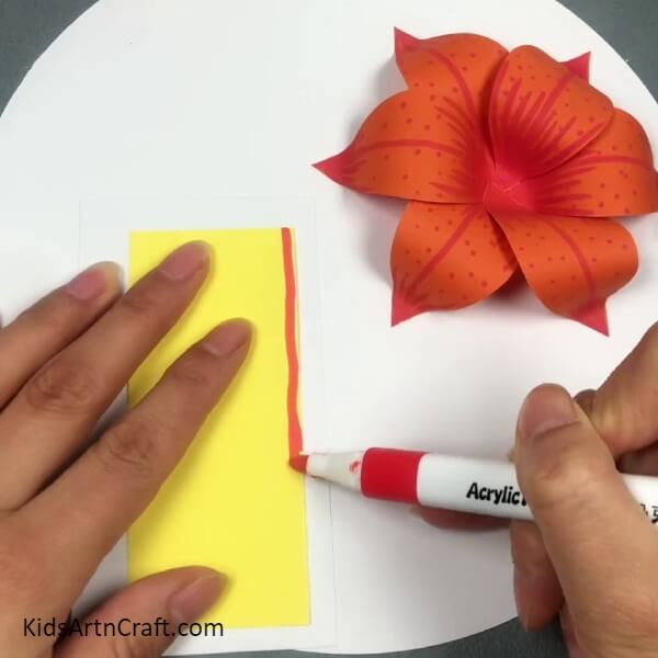 Drawing A Line On The Boundary- This tutorial is perfect for kids to craft a 3D Lily Paper Flower