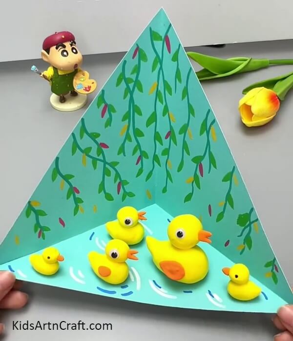 This Is The Final Look Of Your Ducks In Swamp Craft!- A guide to creating a 3D swamp with ducks, designed for children 