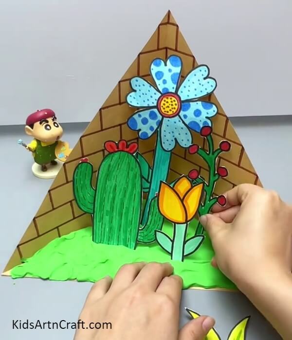 Sticking More Plants And Flowers- Crafting 3D Wall Decorations Out of Paper For Kids