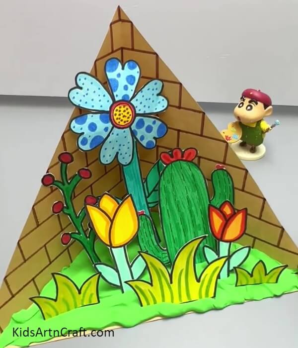 This Is The Final Look Of Your Wall Flower Garden Paper Craft- Fun 3D Wall Decorations For Kids Made Out of Cardstock
