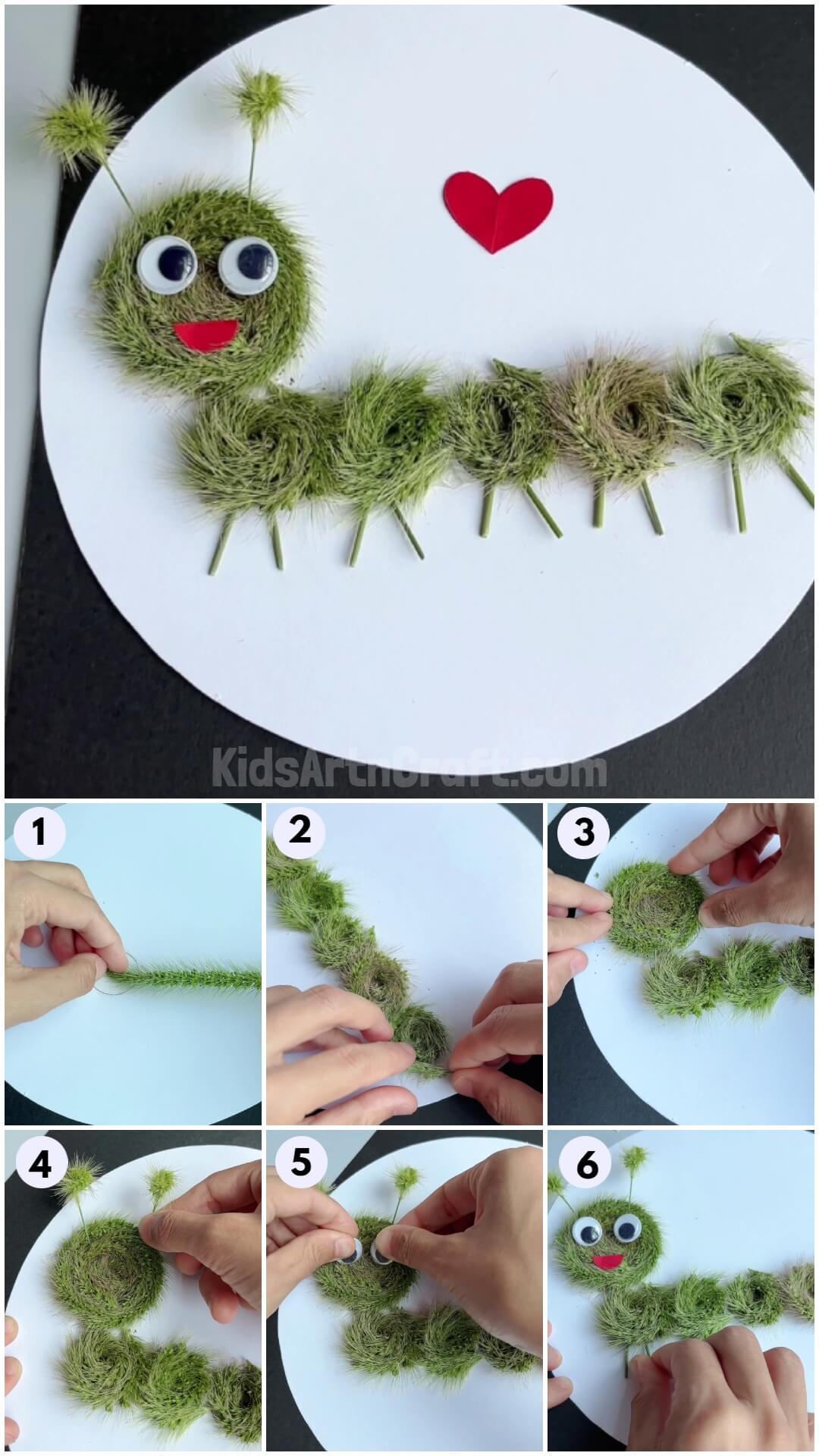  Artificial Grass Strip Caterpillar Craft Tutorial For Kids