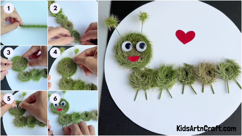 artificial-grass-strip-caterpillar-craft-tutorial-for-kids
