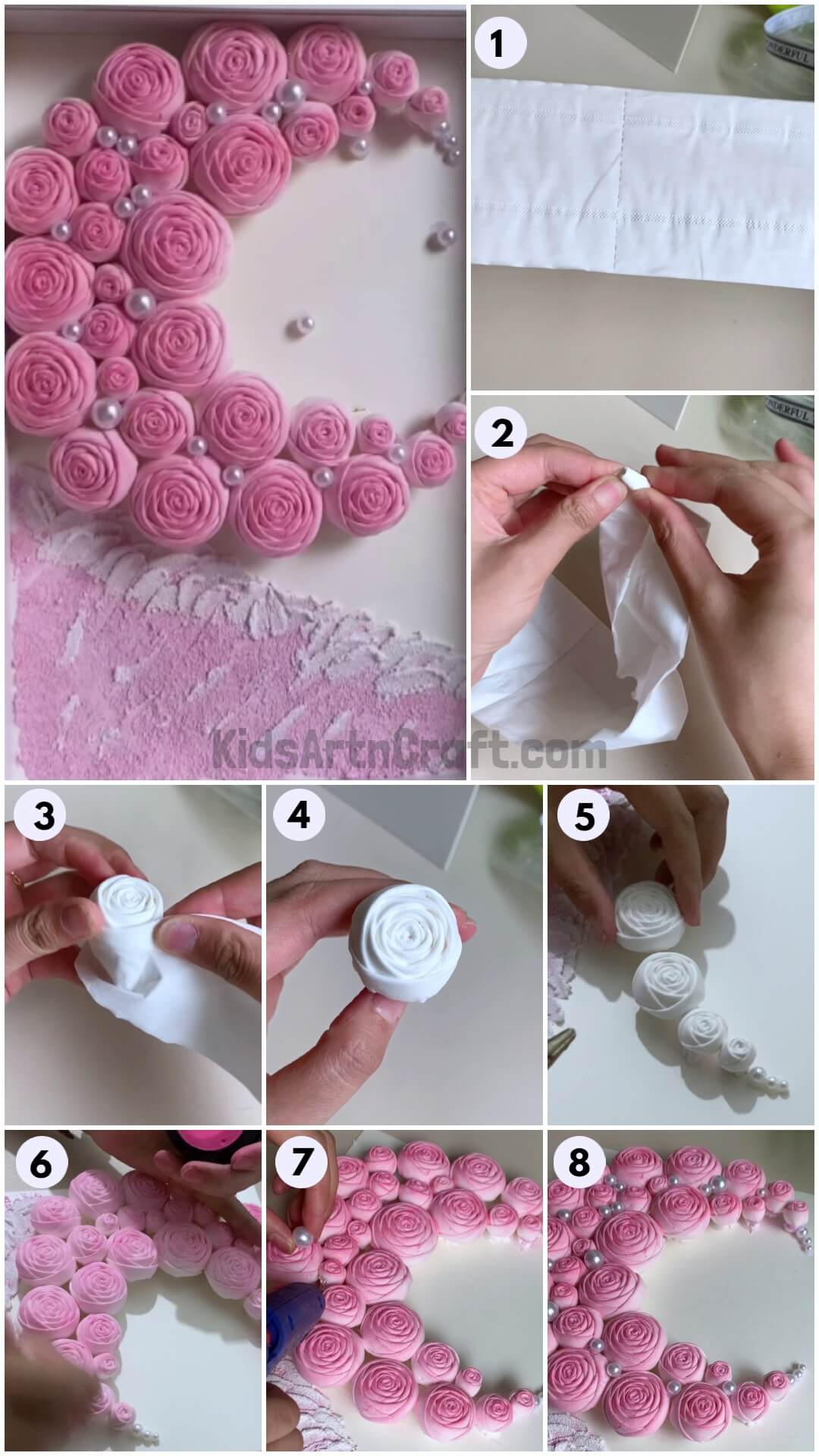 Beautiful Napkin Roses Moon Decor Craft For Home
